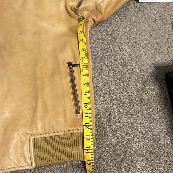 Used Tan Leather Motorcycle Style Gap Jacket - Picture 13 of 17